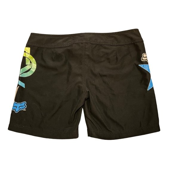 Fox women's black board shorts with colorful star logos size 5 tie front - Picture 3 of 7
